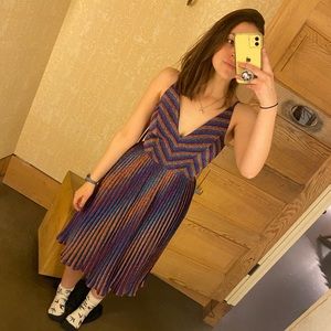 Dress The Population Haley Metallic Striped V-Neck Dress XS